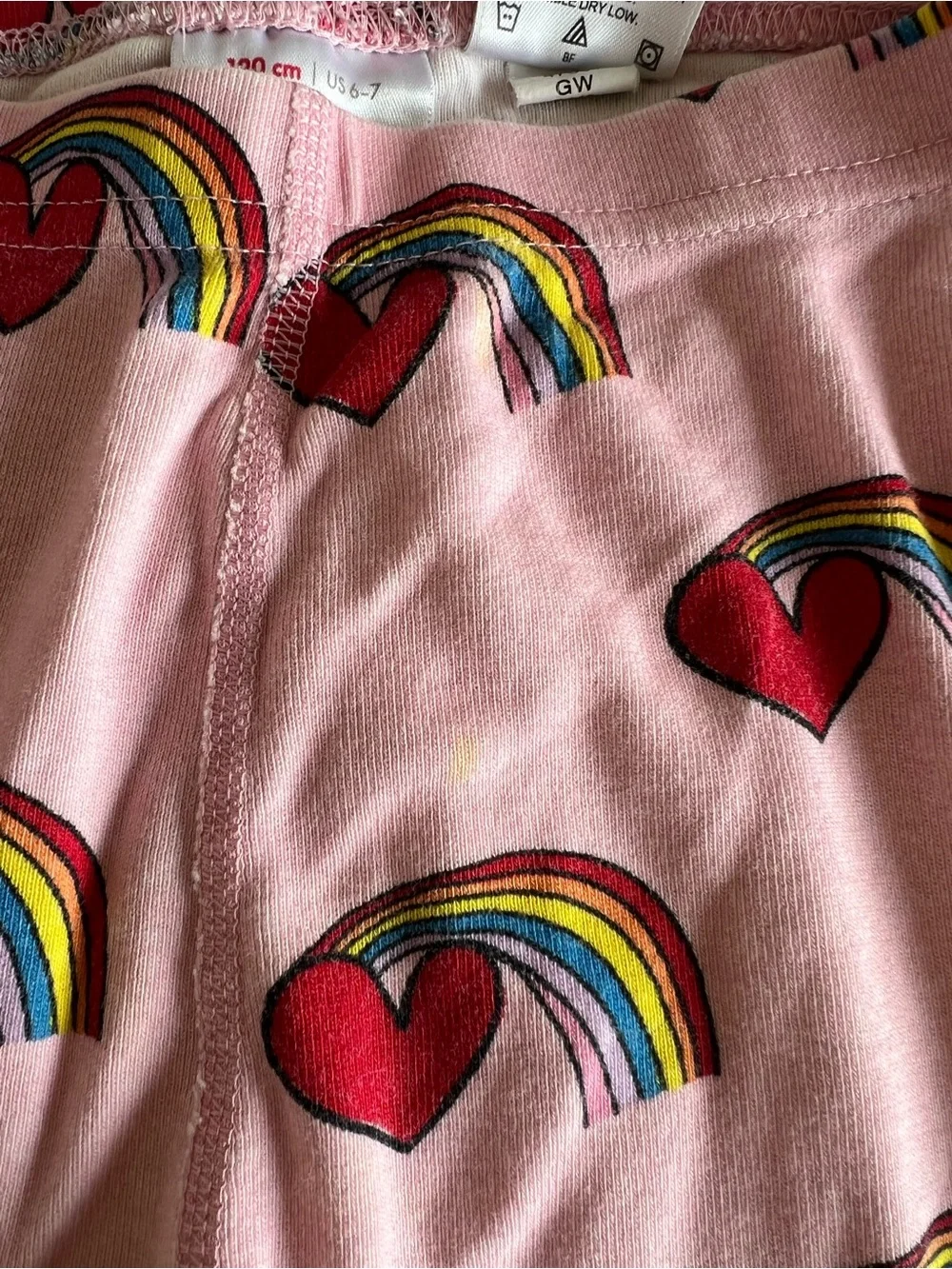 Hanna Andersson Pink Heart & Rainbow Pajama Set 120 6-7